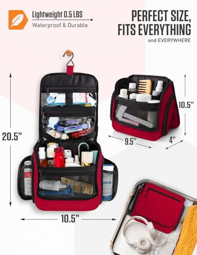 Image of VENTURE 4TH Hanging Travel Toiletry Bag, 18 Compartments - Red