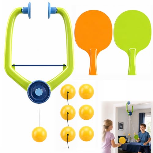 Hanging Table Tennis Trainer Portable Set 1 Pcs Trainer 6 Balls Door Pong Game for Kids with Racket and Balls Adjustable Hanging Table Tennis Trainer