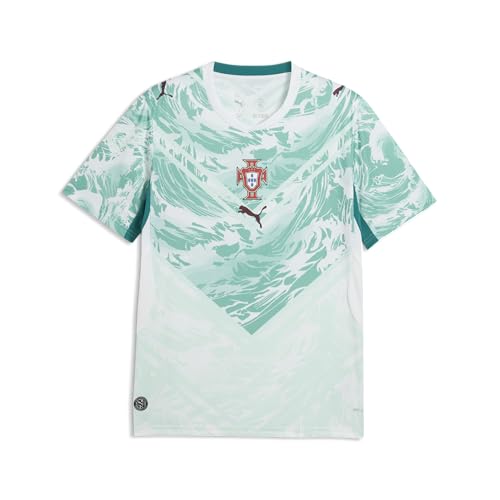PUMA Men's FA Portugal Away Jersey Replica, White-Green Lagoon SS26, X-Largearge Fpf Replica