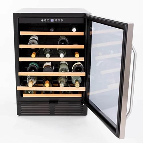 Avanti 50-Bottle Wine Cooler, Stainless Steel Wine Fridge with Wood-Front Shelves, Electronic Controls, LED Lighting & Lock, ADA Compliant, 50 Bottle, Stainless Steel on Fridge.com