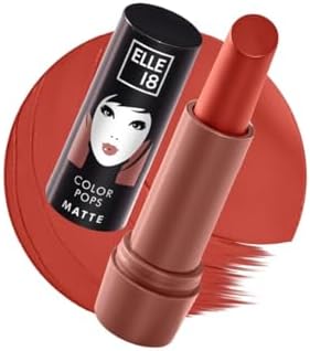 Elle 18 Color Pops Matte Lipstick, Rust Sienna, Moisturising Bullet Matte, with Vitamin E, Highly Pigmented, Infused with Jojoba Oil and Shea Butter | 4.3 g