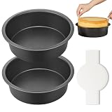 HONGBAKE 8 Inch Round Cake Pan Set for Baking with 60 Pieces Parchment Paper, Nonstick Deeper Circle Cake Pans Set of 2, Layer Cake Tin, Cheesecake Mold, Huty Duty - Grey