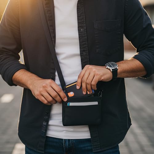 buffway slim minimalist front pocket rfid blocking leather wallets for men and women - carbon fiber black