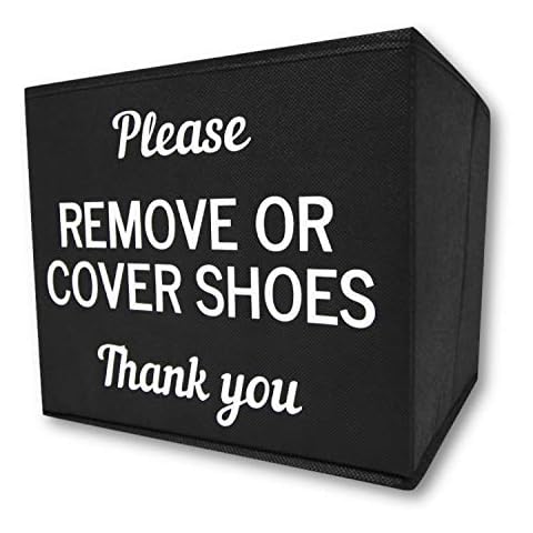 RE GOODS Shoe Covers Box - Real Estate Agent Supplies, Disposable Shoe Bootie Holder For Realtor Listings and Open Houses, Please Cover or Remove Shoes Bin, Shoe Bootie Basket Cover
