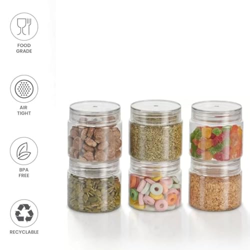 Image of 500ml Crystal Clear Airtight BPA-Free Plastic Container | Kitchen Storage Jar, Dabba & Box Set for Spices, Dry Fruits, Snacks, Nuts & Groceries | Modern Pantry Organizer Set of 6