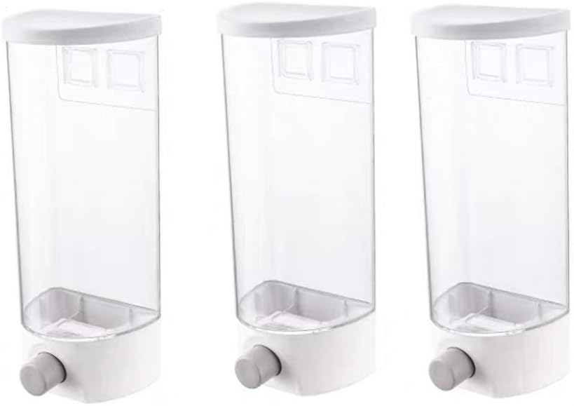 Rice Containers Multifunction Wall Mounted Rice Dispenser Food Container for Grain Cereal Coffee Beans Pet Food Sealed Against Moisture 3 Packs (Color : 3 packs, Size : 1.5kgs)