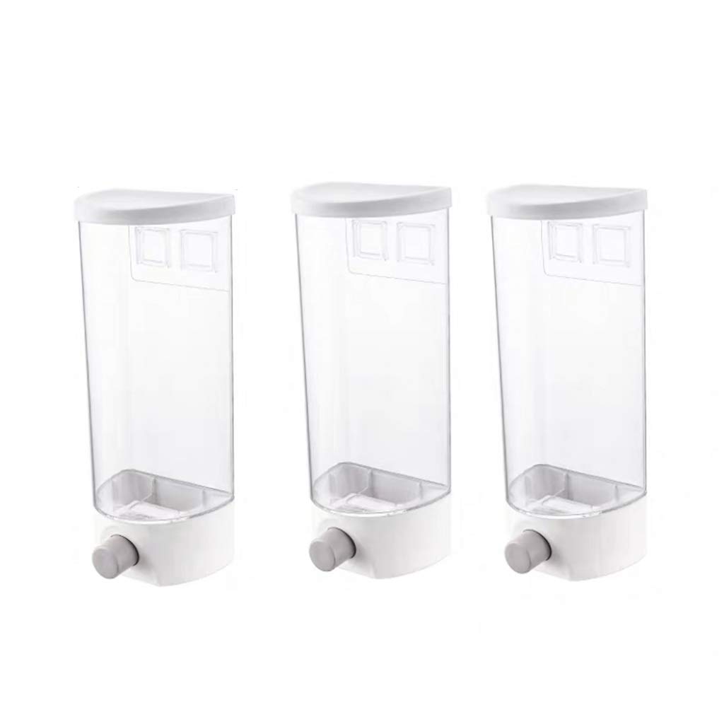 Rice Containers Multifunction Wall Mounted Rice Dispenser Food Container for Grain Cereal Coffee Beans Pet Food Sealed Against Moisture 3 Packs (Color : 3 packs, Size : 1.5kgs)