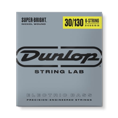 Dunlop DBSBN30130 Super Bright Bass Strings, Nickel Wound, Medium.030-.130, 6 Strings/Set