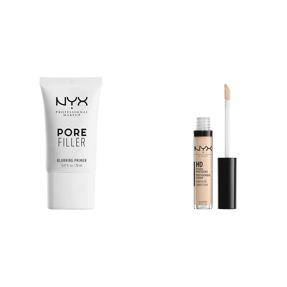 NYX PROFESSIONAL MAKEUPPore Filler Blurring Primer, Vegan Face Primer & HD Studio Photogenic Concealer Wand, Medium Coverage - Fair