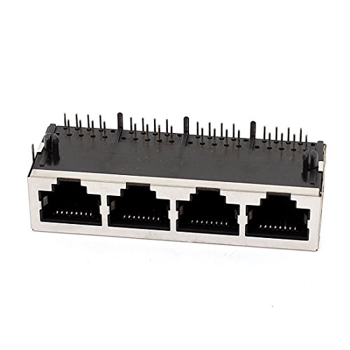 Conector RJ45 8P8C ángulo 90° 4 puertos hembra Aexit miniatura 2