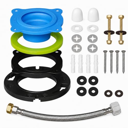 RAINGOWN Toilet Flange Repair Kit with 16in Hose and Wax-Free Seal
