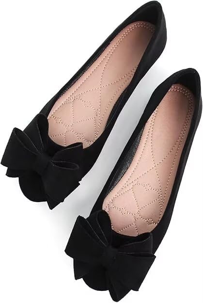 WENJIAZHIZHI Womens Square Toe Ballet Flats Bow-Knot Slip-Ons Dressy Bowtie Casual Comfortable Wear to Work Loafers - Image 3
