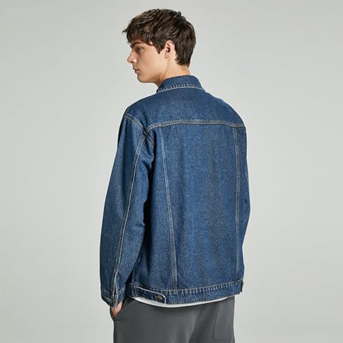 Image of Denim Jacket Men Vintage Autumn and Winter Tops Mens Denim Trucker Jacket