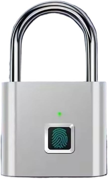 Fingerprint Padlock Anti-Theft Waterproof USB Box Padlock Portable Smart Portable Digit D3C9 Keyless Security Lock Lock Charging(Silver)
