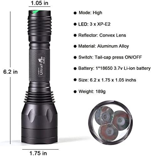 ULTRAFIRE Red Light 630nm LED Tactical Torch Single Mode 283 Lumens 256 Yards Super Power Red Beam Waterproof Hunting Flashlight for Night Vision, H-R3