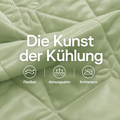 Couverture rafraîchissante été Q-Max 0.6 tissu doux auto-refroidissant vert 100x150cm - 7