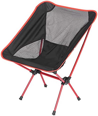 Aluminum Alloy Portable Chair, Compact Outdoor Chair Nylon Mesh Aluminum Frame Small After Folding Simple Operation for Camping(Big red)