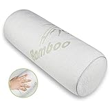 SHENGHOME Travel Neck Roll Support Pillows for Sleeping Round Side Leg Cervical Back Pillow for Neck Pain Memory Foam and Bamboo Cover 6” Diameter x 18 “ Length