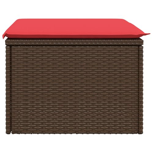 Tabouret de jardin robuste en polyrotin marron tressé main - 6