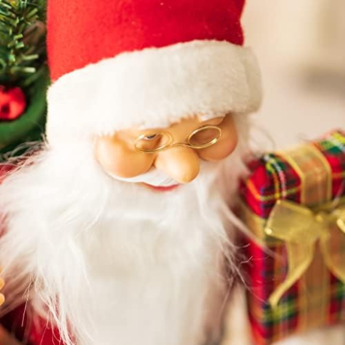 HomeZone Deluxe Traditional Style Realistic Santa Claus Father Christmas Standing Figure Christmas Decoration Xmas Ornament Figurine (40cm Standing RED)