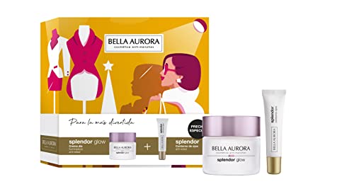 Bella Aurora Pack Splendor Glow 50ml + Contorno de Ojos Multi-Corrector 15ml | Crema de Día Facial Antiedad para Pieles Maduras | Efecto Iluminador, Antimanchas y Antiarrugas