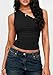 PRETTYGARDEN Womens Sleeveless One Shoulder Tank Top Ruched Slim Fit Shirts Basic Crop Y2k Tops 2026 Spring Fashion Clothing (Black,Medium)
