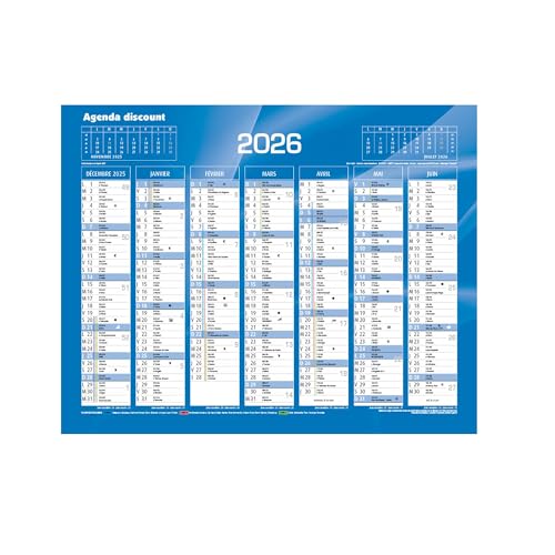 Calendrier de Banque Bleu 18x13,5cm carton rigide - 2026
