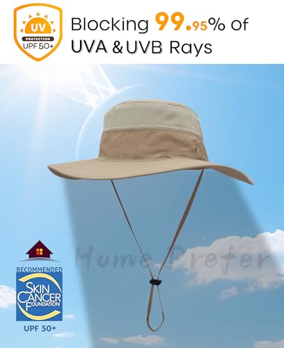 Image of Home Prefer UPF 50+ Men's Sun Hat Wide Brim Bucket Hat UV Protection Hat for Mens Womens Beach Safari Gardening Golf Fishing