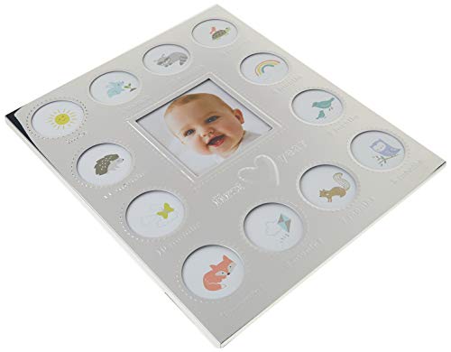 Carter's Baby 's First Year Animal Theme Silver Metal Mês por Mês Picture Frame, 9,75