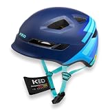 POP Kinderhelm Für Jungen Und Mädchen Von KED – Leicht Mit 8 Belüftungsöffnungen, MIPS Schutz, LED-Rücklicht Und Komfortable K-Fit Anpassung | Farbe: Blue Matt | Größe: 52-56 (M)