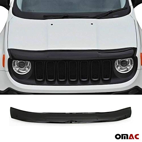 Omac Front Bug Deflector For Jeep Renegade 2015 To 2020, Hood Protector, All Weather, Black #TOP1