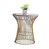 KUKU-mesas de centro Mesa de Centro de mármol Redonda Moderna, Bandeja de Pintura de Metal de Hierro Forjado de Oro, Adecuada para Sala de Estar, Hotel, 57 × 57 × 64 cm