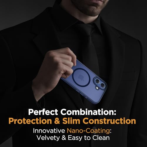 Image of Miracase Magnetic Series for iPhone 16 Case [Compatible with MagSafe] Military-Grade Protection, Anti-Fingerprint, Slim Phone Case for iPhone 16 6.1 inch - Dark Blue