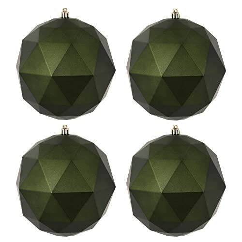 Vickerman 468593-6" Moss Green Matte Geometric Ball Christmas Tree Ornament (4 Pack) (M177464Dm) #TOP3