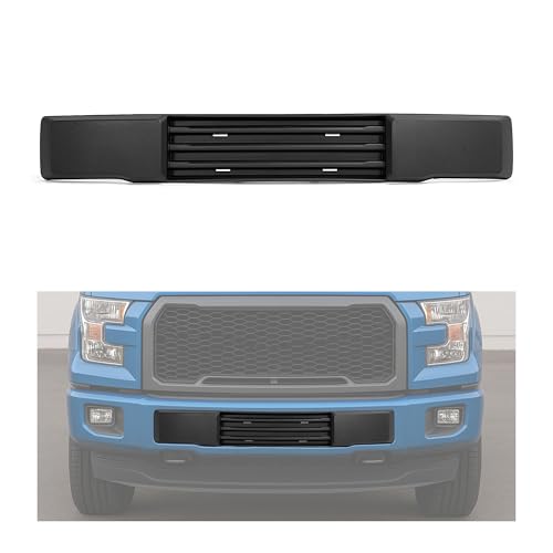 HECASA Front Bumper Cover Compatible with 2015-2017 Ford F150 W/O Block Heater & Grille Shutters Lower Grille Trim Panel License Plate Bracket Mount Replace For FO1044108, FL3Z-17E810-AA ABS Plastic