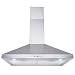 Perfetto Kitchen and Bath 30" Wall Mount Range Hood Brushed Stainless Steel Push Button Control