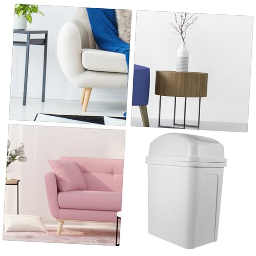 Caneca de basura blanca rectangular con tapa oscilante DECHOUS miniatura 7