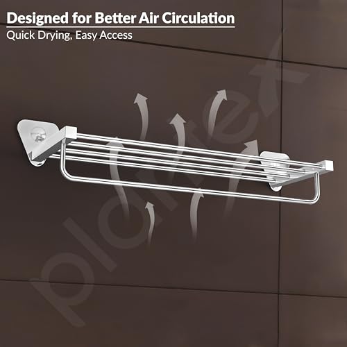 Image of Plantex Pyramid Stainless Steel Towel Rack for Bathroom /Towel Rod /Towel Stand /Towel Hanger /Bathroom Accessories - 24 Inch (Chrome Finish)