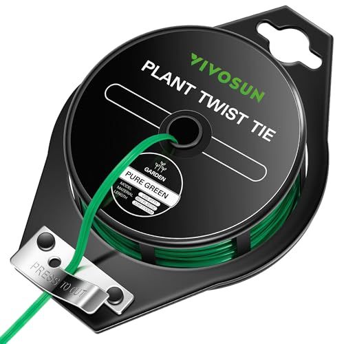 VIVOSUN 328 Feet (100m) PE-Coated Twist Ties, Garden Plant Ties w/Cutter for Gardening, Outdoor Garden Twine Reuseable for Climbing Supporting Plants Tomatoes, Office Home Organization, Garland Ties