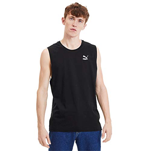 PUMA Men's Classics Logo Tank (Puma Black/White Logo, Medium)