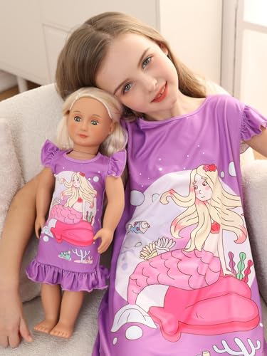 Bow Dream Girl Dress Cute and Matching American Girl Doll Clothes Accessories for Girls Party Birthday Purple Mermaid3