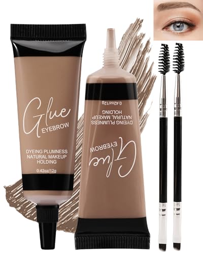 Tinted Eyebrow Gel Kit-2PCS Brown Thickening Brow gel para cejas,Brow Fillers,Fast Definitio Brow Glue,Natural Long Lasting Waterproof Eyebrow Makeup Gift for Women with 2 Eyebrow Brushes-Set 03