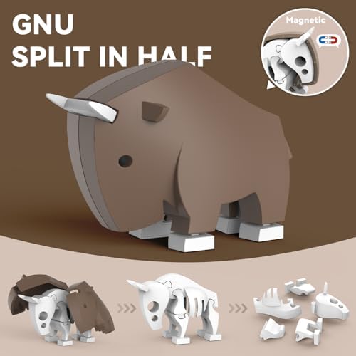 Magnetic Animal Building Toys, STEM Toddler Learning Toys 3D Puzzle Animals for Boys Girls, Educational Magnetic Travel Montessori Toy Lion Elephant Crocodile, Unique Birthday Gift for Kids 3 4 5 6 7 — view 4