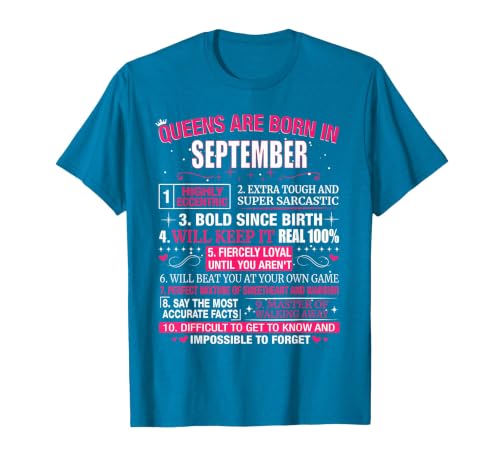 Queens are Born in September T-Shirt T-Shirt, Men, Sapphire Blue, Large