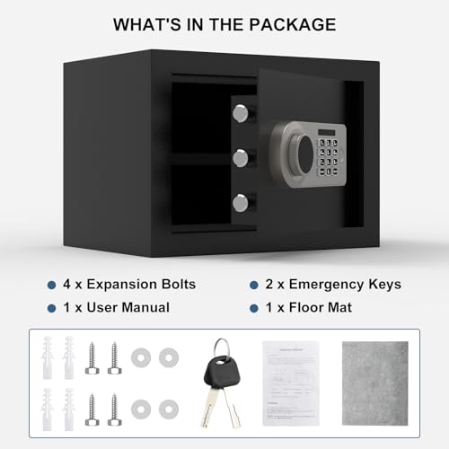Diyife 1.2 Cu Ft Safe Box for Home Heavy Duty 9KG - [Security Upgraded] 3 Robust Locking Bolt, Digital Keypad & Key Burglary Fireproof Safes with Alarm, Removable Shelf, Interior Light, Wall Mounting by Diyife - Image 9