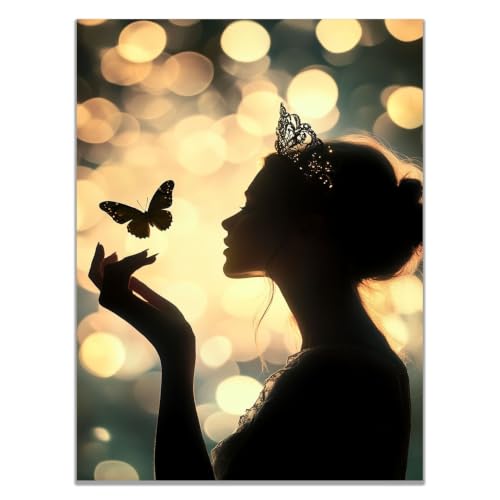 WIKEO Moderne Fille Noire Coucher de soleil de la Nuit de la Nature Impression Sur Toile Marques Tribales Africaines, Moderne Bain Bureau Decoration Murale Salon(Or)-70x100cm Sans cadre