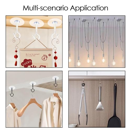 Mwqpgyh 8 Stück Deckenhaken Selbstklebend, Wandhaken Mit Sicherung Ohne Bohren,Schwerlast Deckenhaken,Klebehaken Extra Stark Für Blumentöpfe, Deckenhaken Mit Sicherung, Tragfähigkeit 1,5 Kg