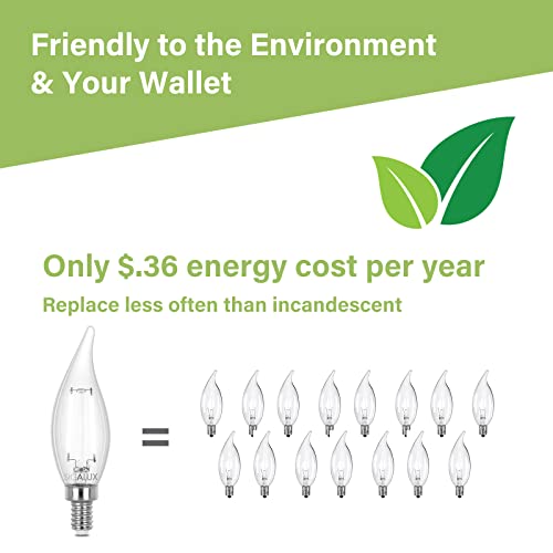 Sigalux Candelabra Led Light Bulbs Dimmable, E12 40 Watt Chandelier Light Bulbs, Ca10 Flame Tip Candle Light Bulbs, 5000K Daylight, 300Lm E12 Led Bulb For Chandeliers, Ceiling Fan, Pendant, 12 Pack #TOP3