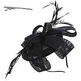 Schwarz Elegante Stirnband Feder Haarspange Fascinator Hut für Bridal Bankett Hochzeit Ladies Day Race Party
