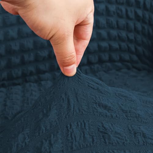 Image of Lukzer 320 GSM Stretchable 1 Seater Turkish Sofa Cover Universal Couch Protector Bubble Fabric with Frill Universal Big Elasticity Slipcover (Teal Blue /SC-103-01 /70-110cm)